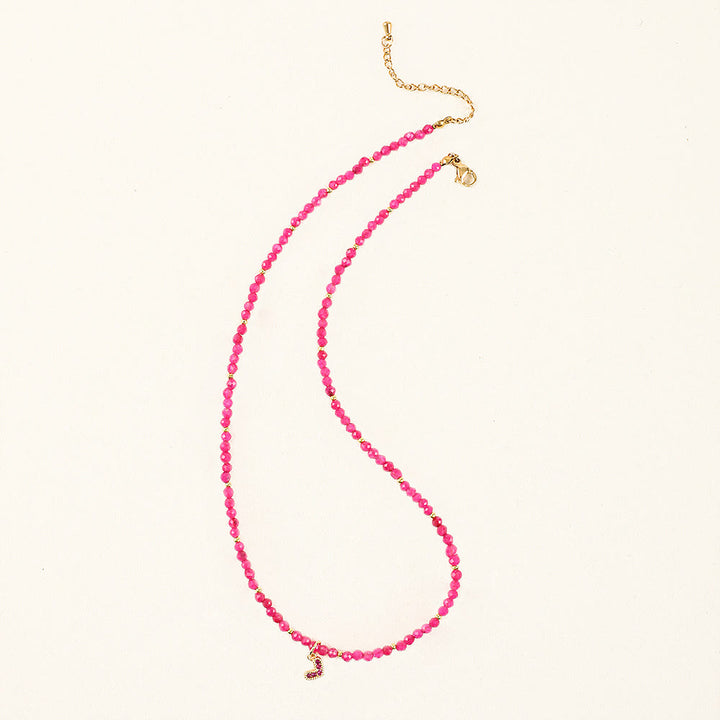 Collana con ciondolo a forma di cuore in pietra preziosa naturale rosa Olivenorma