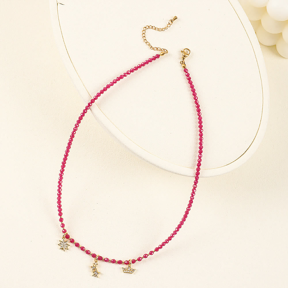 Collana con ciondolo a forma di cuore in pietra preziosa naturale rosa Olivenorma