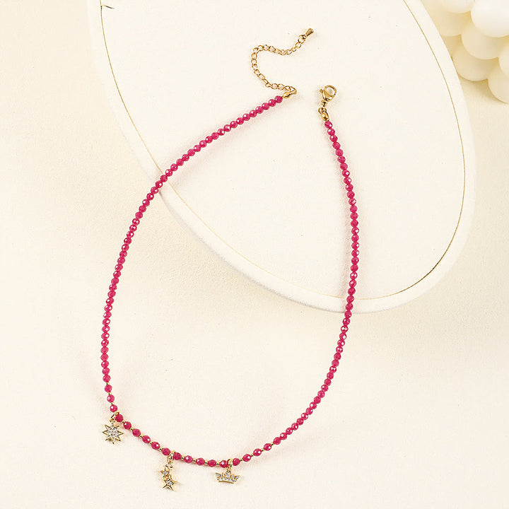 Collana con ciondolo a forma di cuore in pietra preziosa naturale rosa Olivenorma