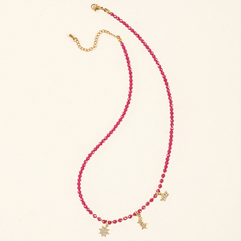 Collana con ciondolo a forma di cuore in pietra preziosa naturale rosa Olivenorma