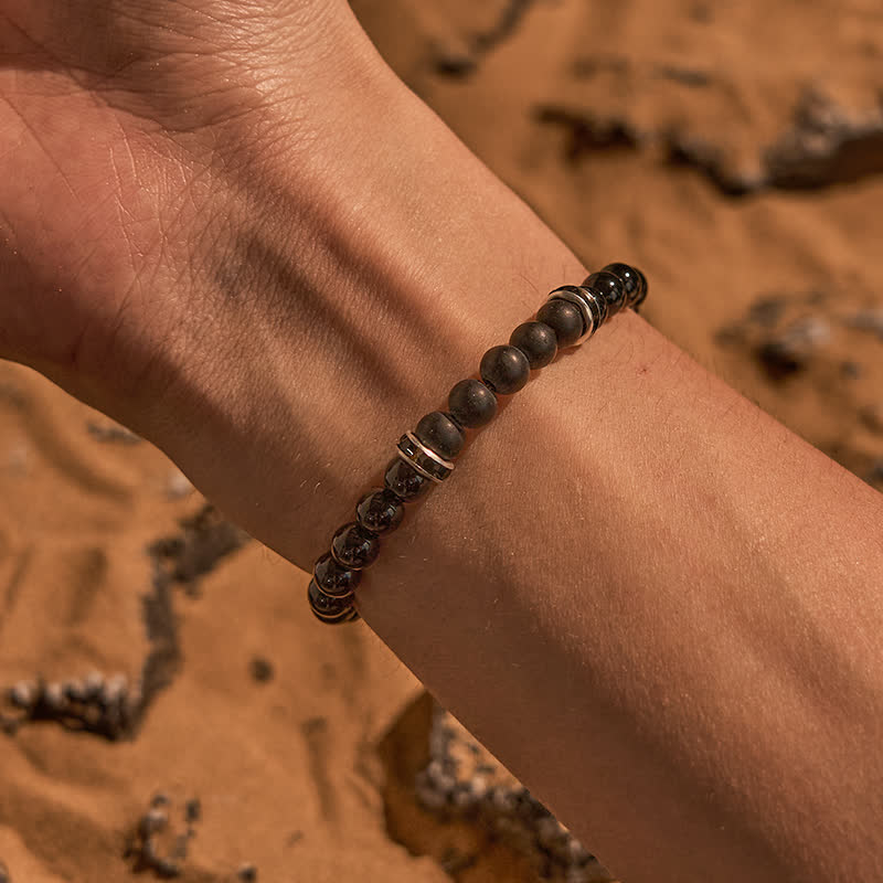Bracciale Olivenorma in onice nero naturale da 6 mm 