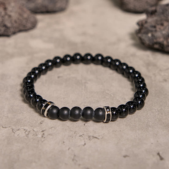 Bracciale Olivenorma in onice nero naturale da 6 mm 