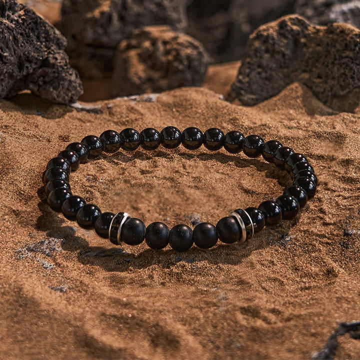 Bracciale Olivenorma in onice nero naturale da 6 mm 