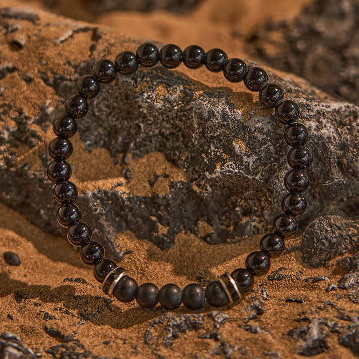 Bracciale Olivenorma in onice nero naturale da 6 mm 