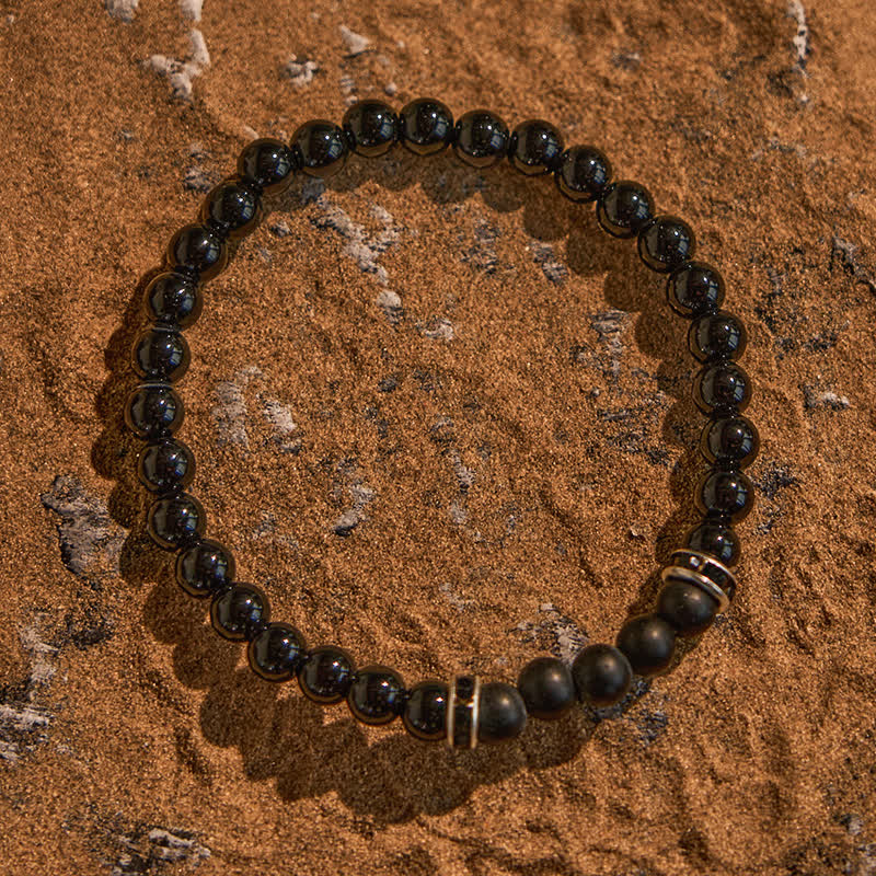 Bracciale Olivenorma in onice nero naturale da 6 mm 