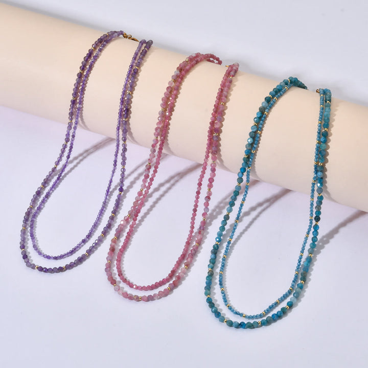 Collana girocollo in cristallo con pietre preziose sfaccettate Boho Olivenorma