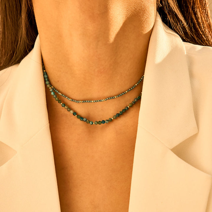 Collana girocollo in cristallo con pietre preziose sfaccettate Boho Olivenorma