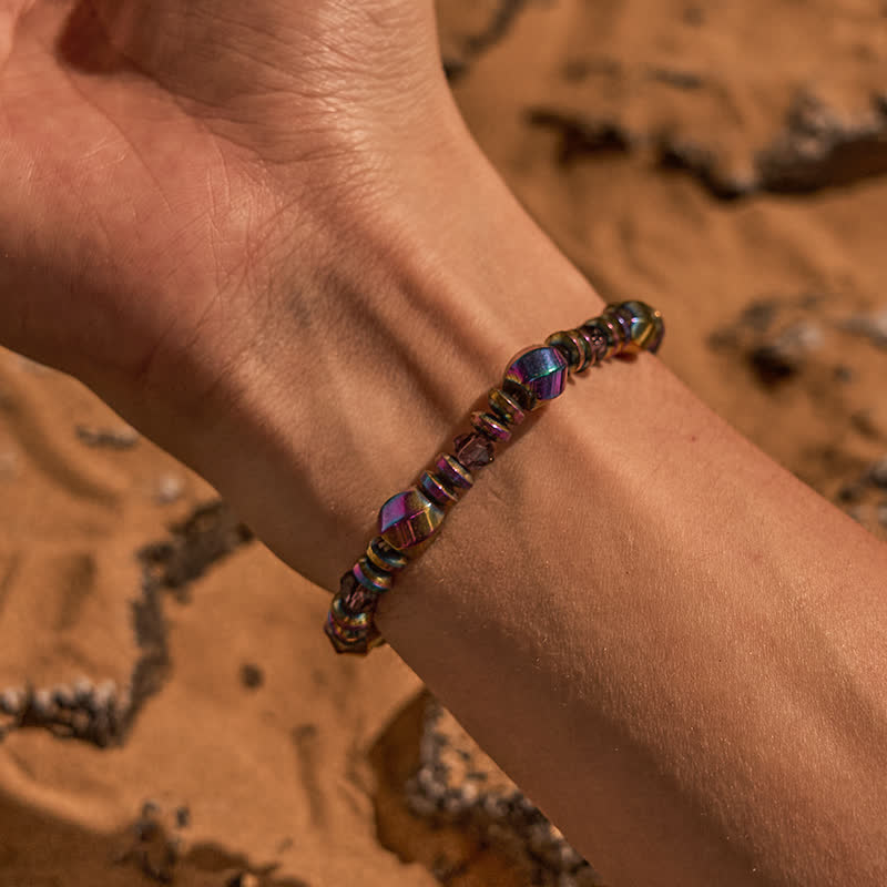 Bracciale Olivenorma in perline di ematite colorata elettroplaccata 
