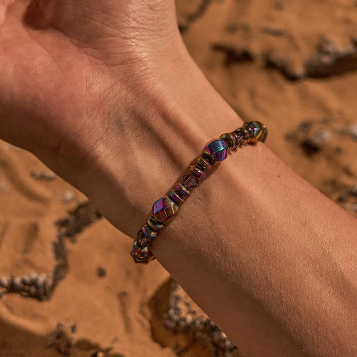 Bracciale Olivenorma in perline di ematite colorata elettroplaccata 