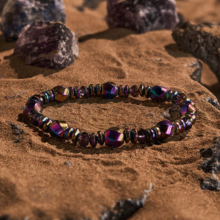 Bracciale Olivenorma in perline di ematite colorata elettroplaccata 