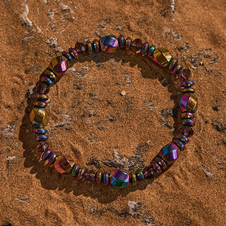 Bracciale Olivenorma in perline di ematite colorata elettroplaccata 