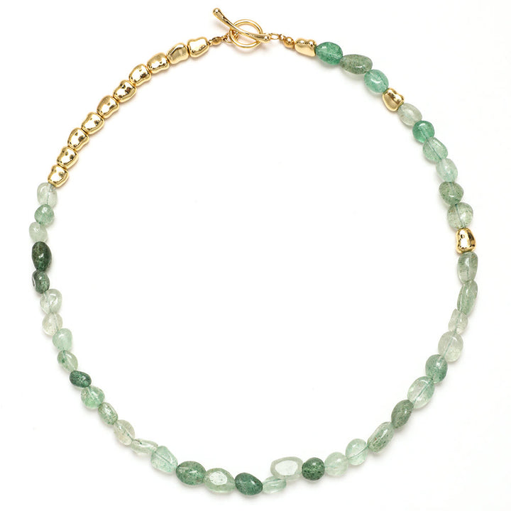 Collana girocollo con perline di pietra preziosa amazzonite irregolare Olivenorma
