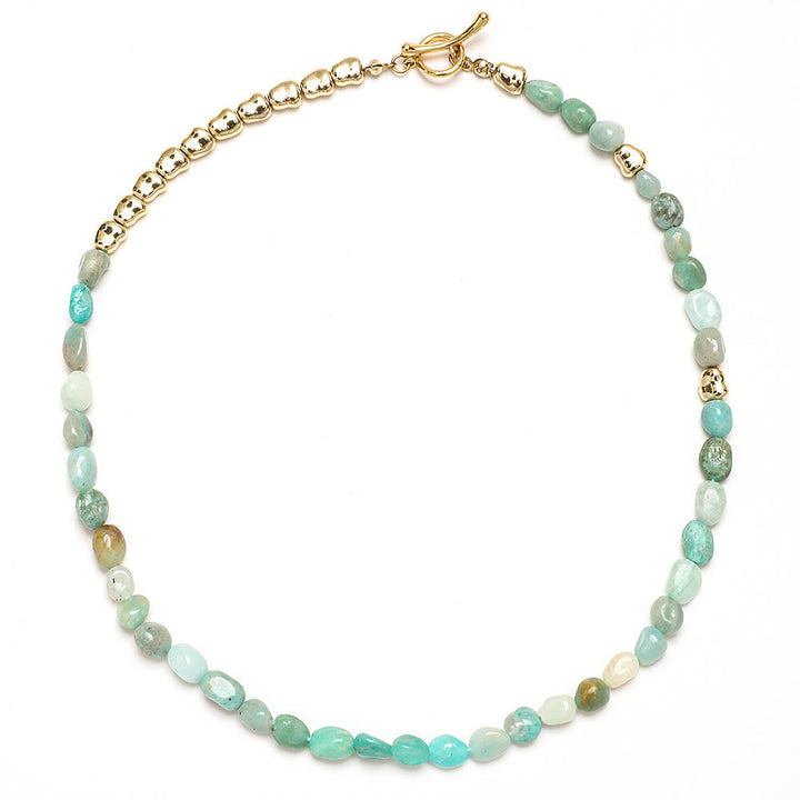 Collana girocollo con perline di pietra preziosa amazzonite irregolare Olivenorma