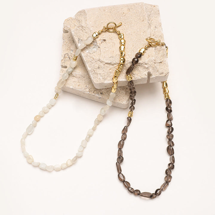 Collana girocollo con perline di pietra preziosa amazzonite irregolare Olivenorma