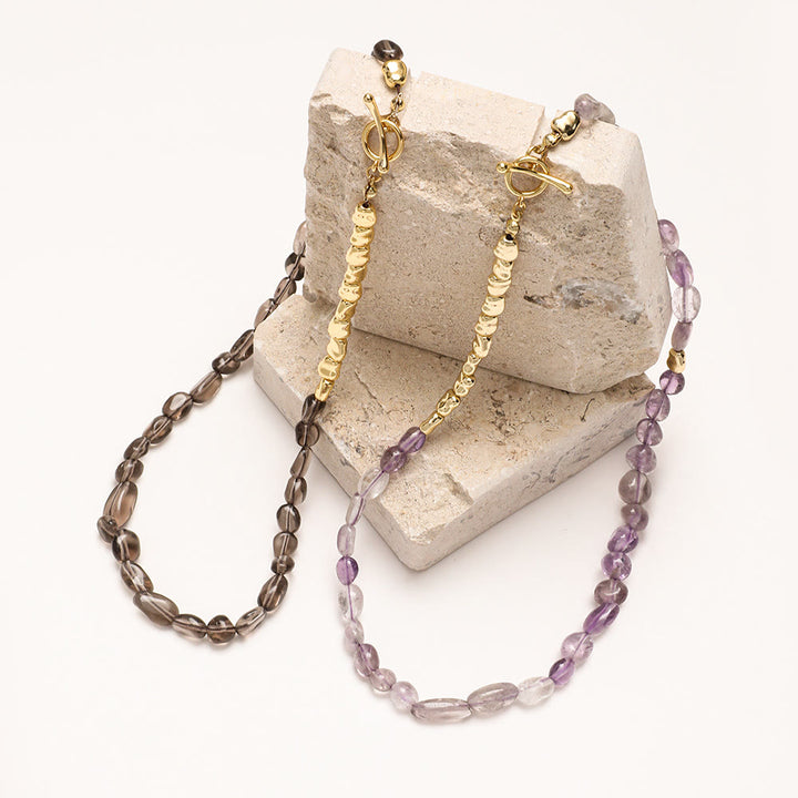 Collana girocollo con perline di pietra preziosa amazzonite irregolare Olivenorma