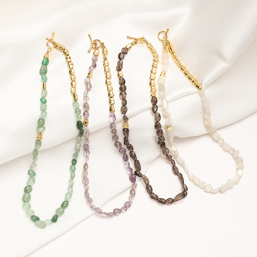 Collana girocollo con perline di pietra preziosa amazzonite irregolare Olivenorma