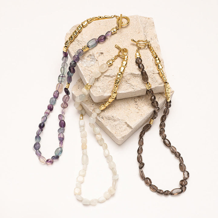 Collana girocollo con perline di pietra preziosa amazzonite irregolare Olivenorma
