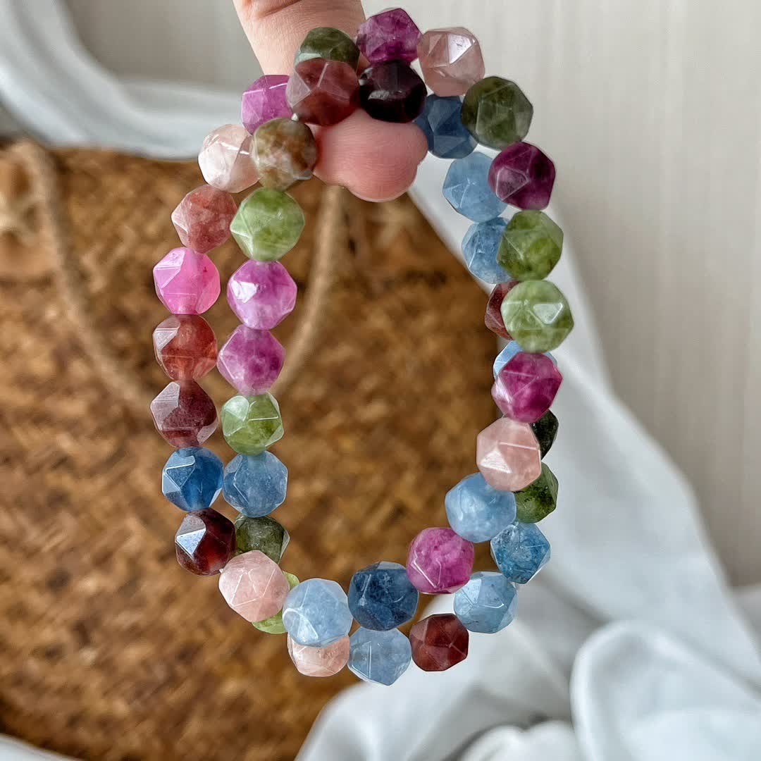 Bracciale Olivenorma con perline di tormalina colorata sfaccettata 