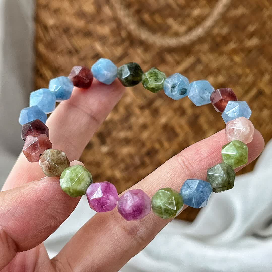 Bracciale Olivenorma con perline di tormalina colorata sfaccettata 