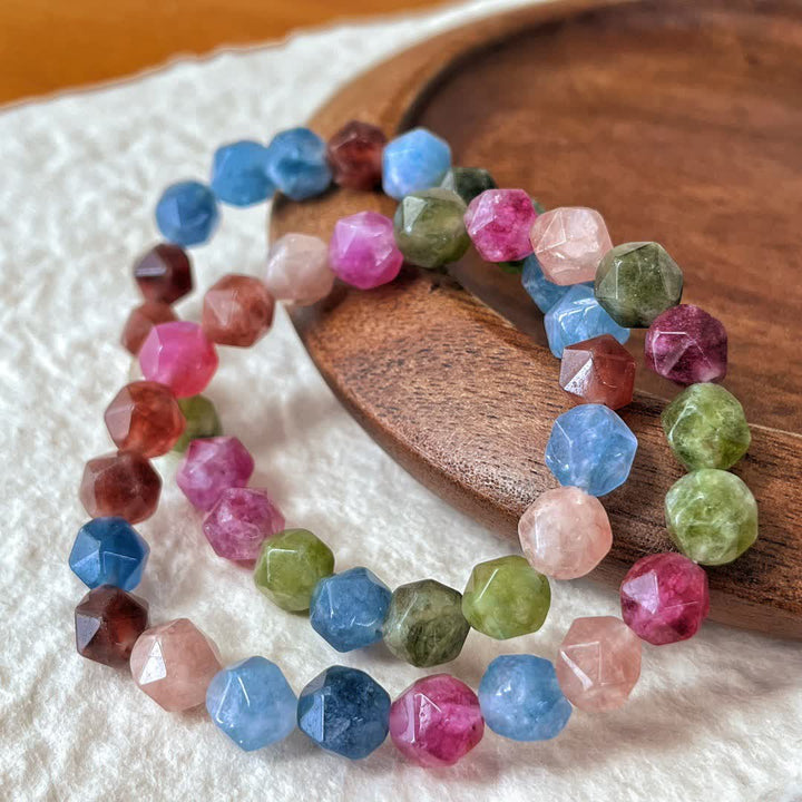 Bracciale Olivenorma con perline di tormalina colorata sfaccettata 