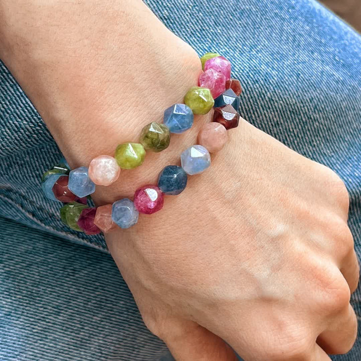 Bracciale Olivenorma con perline di tormalina colorata sfaccettata 