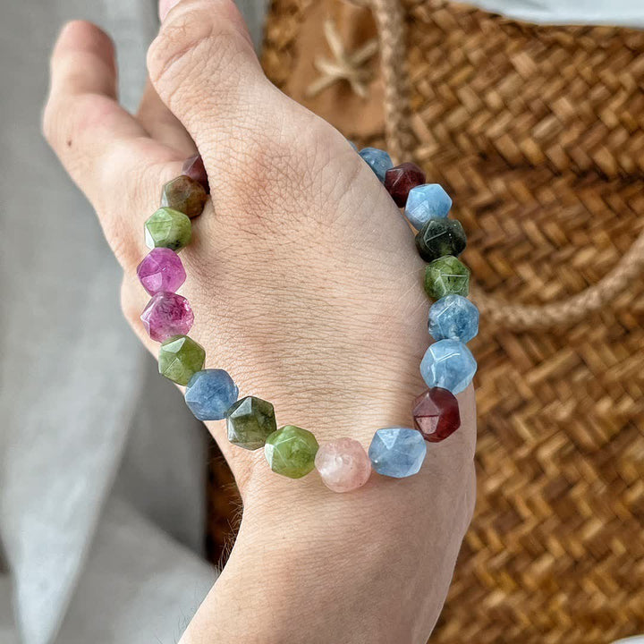 Bracciale Olivenorma con perline di tormalina colorata sfaccettata 