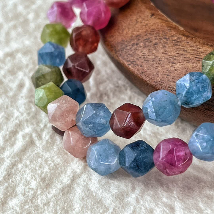 Bracciale Olivenorma con perline di tormalina colorata sfaccettata 