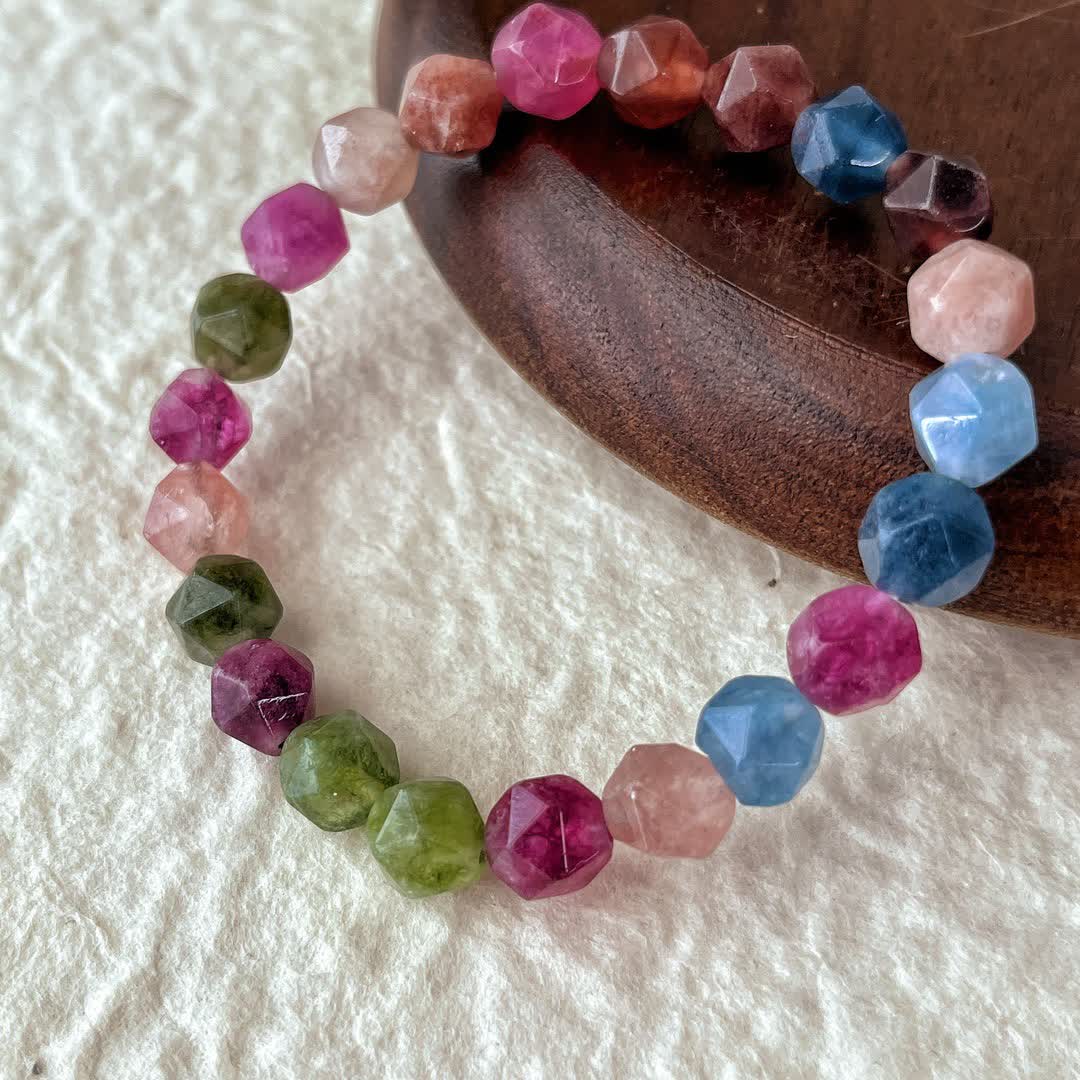 Bracciale Olivenorma con perline di tormalina colorata sfaccettata 