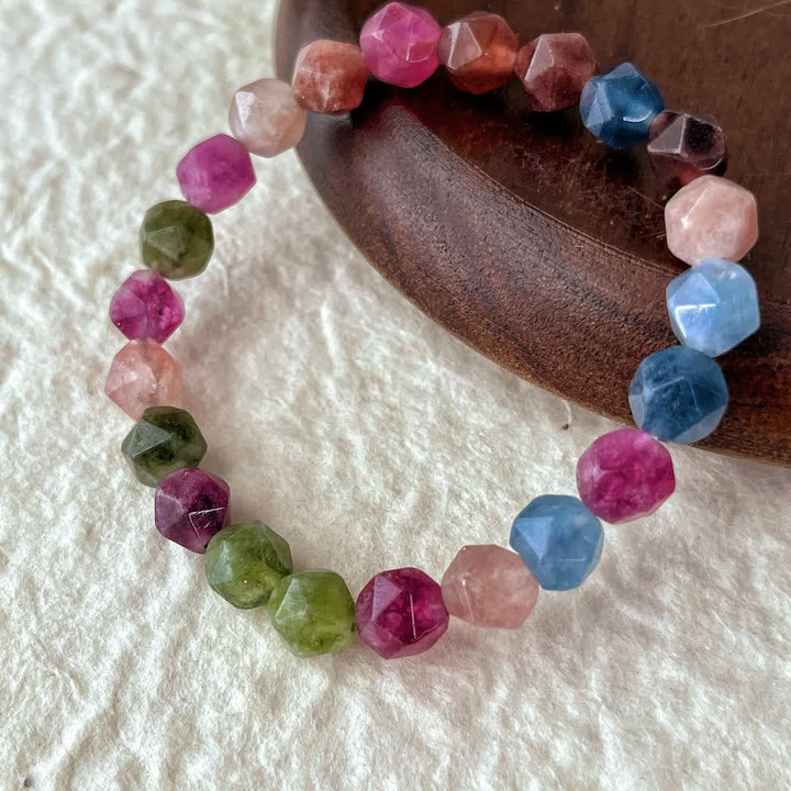 Bracciale Olivenorma con perline di tormalina colorata sfaccettata 