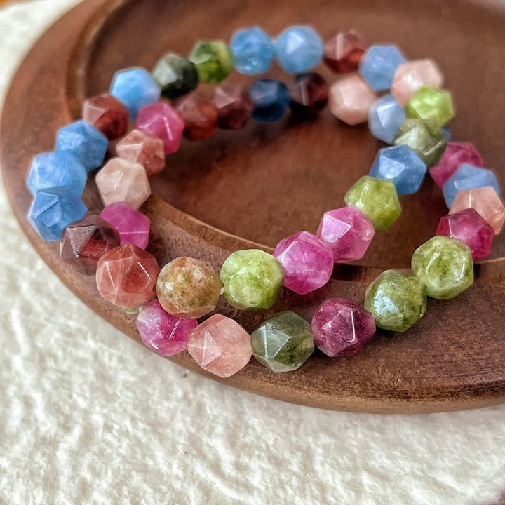 Bracciale Olivenorma con perline di tormalina colorata sfaccettata 