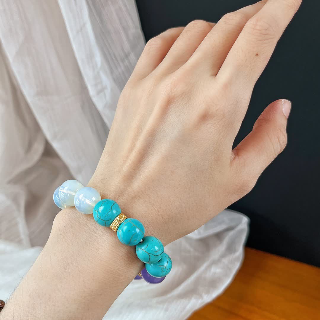 Bracciale Olivenorma in perline di pietra naturale da 12 cm 