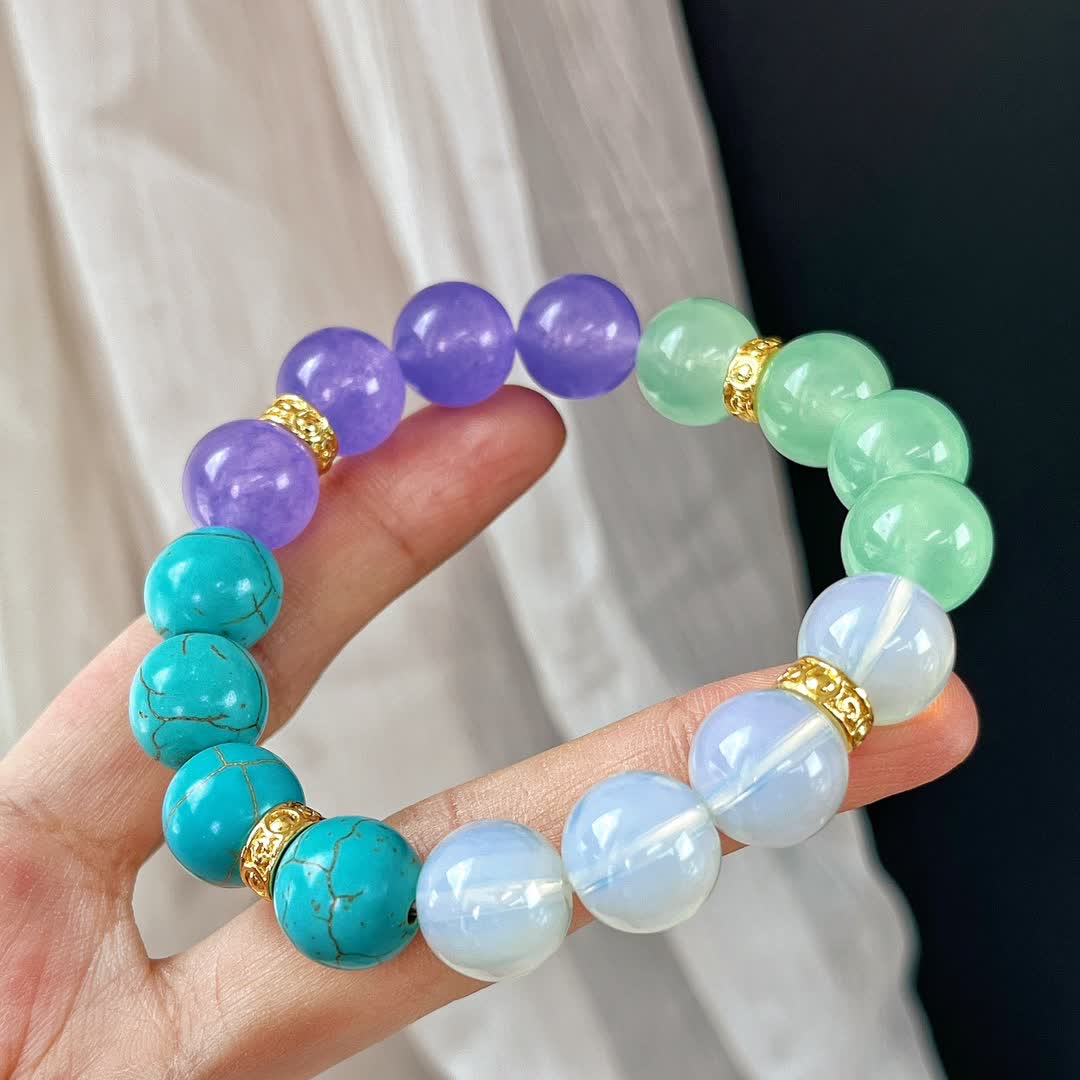 Bracciale Olivenorma in perline di pietra naturale da 12 cm 