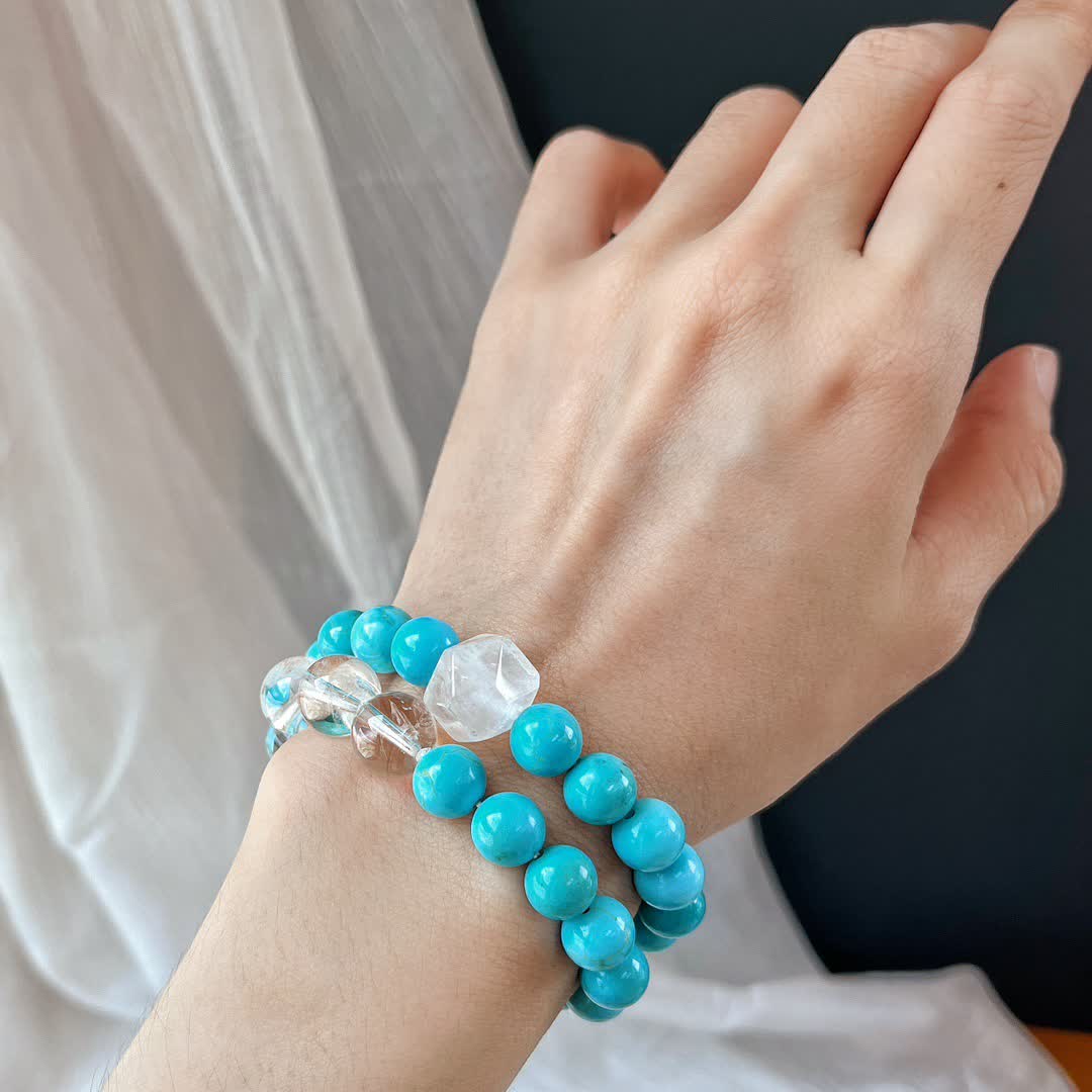 Olivenorma Braccialetto con perline di cristallo turchese trasparente da 12 cm 