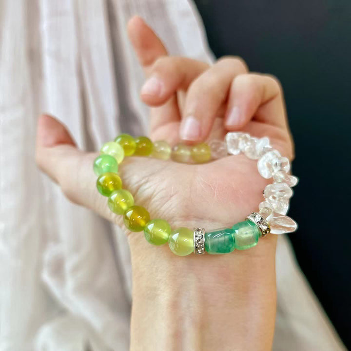 Olivenorma Braccialetto di perline di peridoto in cristallo trasparente naturale da 12 cm 