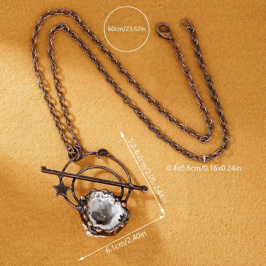 Collana con ciondolo in cristallo di grotta di agata bianca naturale Olivenorma