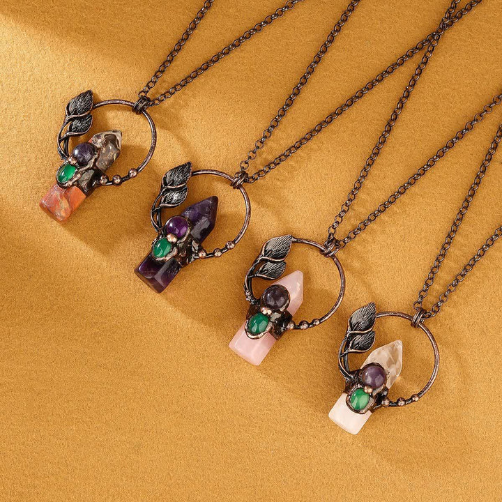 Collana con ciondolo a forma di competizione in pietra naturale Olivenorma