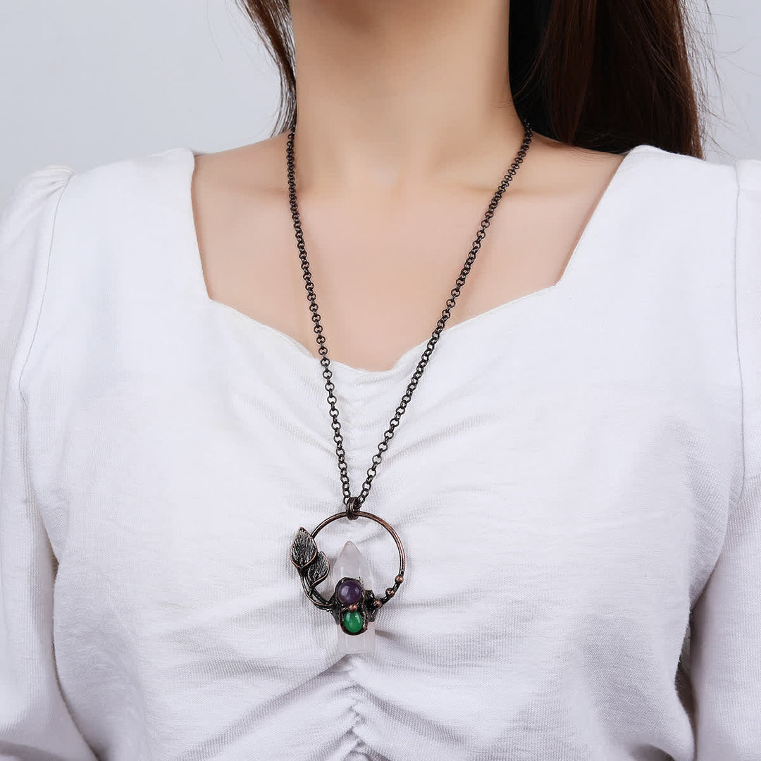 Collana con ciondolo a forma di competizione in pietra naturale Olivenorma