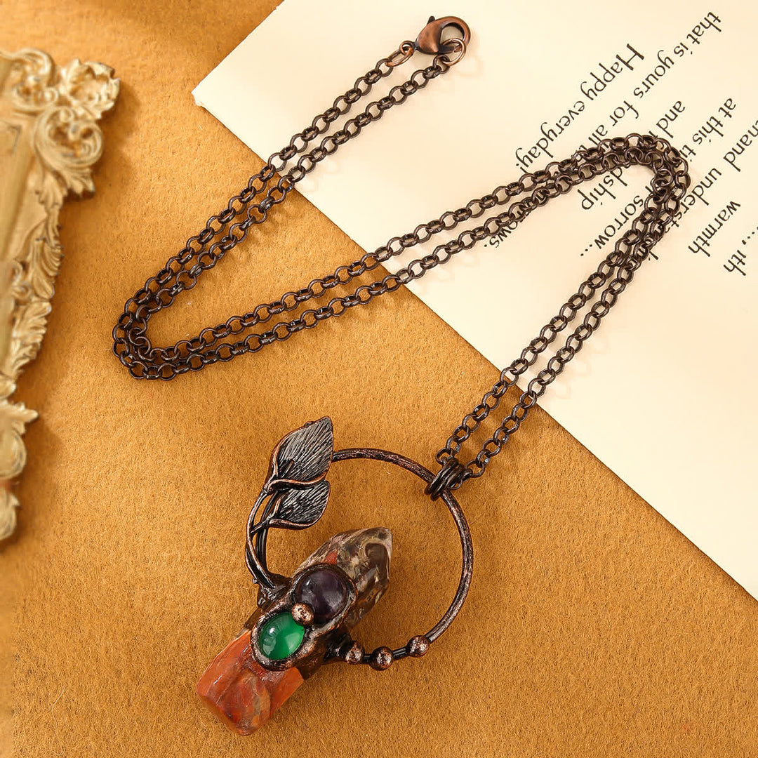 Collana con ciondolo a forma di competizione in pietra naturale Olivenorma