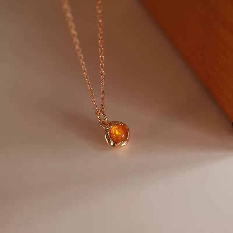 Olivenorma Squisito Semplice Ambra Orecchini Collana Gioielli Set