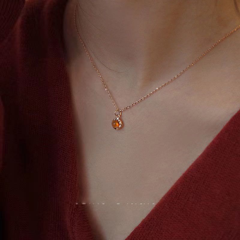 Olivenorma Squisito Semplice Ambra Orecchini Collana Gioielli Set