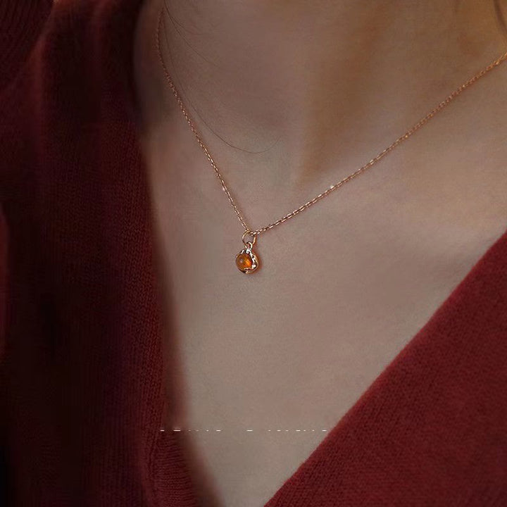 Olivenorma Squisito Semplice Ambra Orecchini Collana Gioielli Set