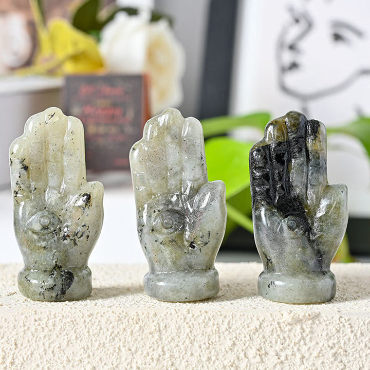 Decorazione in pietra preziosa naturale con mano di Buddha Olivenorma
