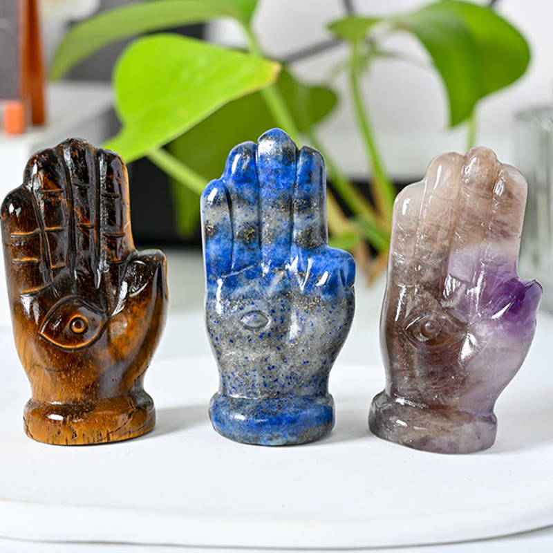 Decorazione in pietra preziosa naturale con mano di Buddha Olivenorma