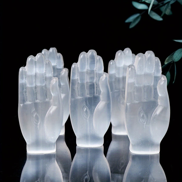 Decorazione in pietra preziosa naturale con mano di Buddha Olivenorma