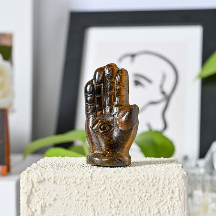 Decorazione in pietra preziosa naturale con mano di Buddha Olivenorma