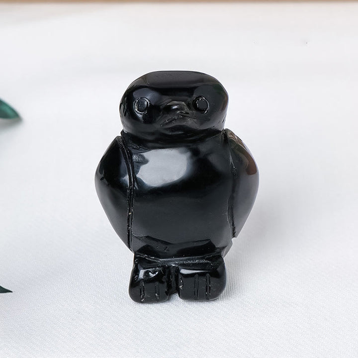 Olivenorma Decorazione ornamentale in pietra grezza incisa a forma di pinguino