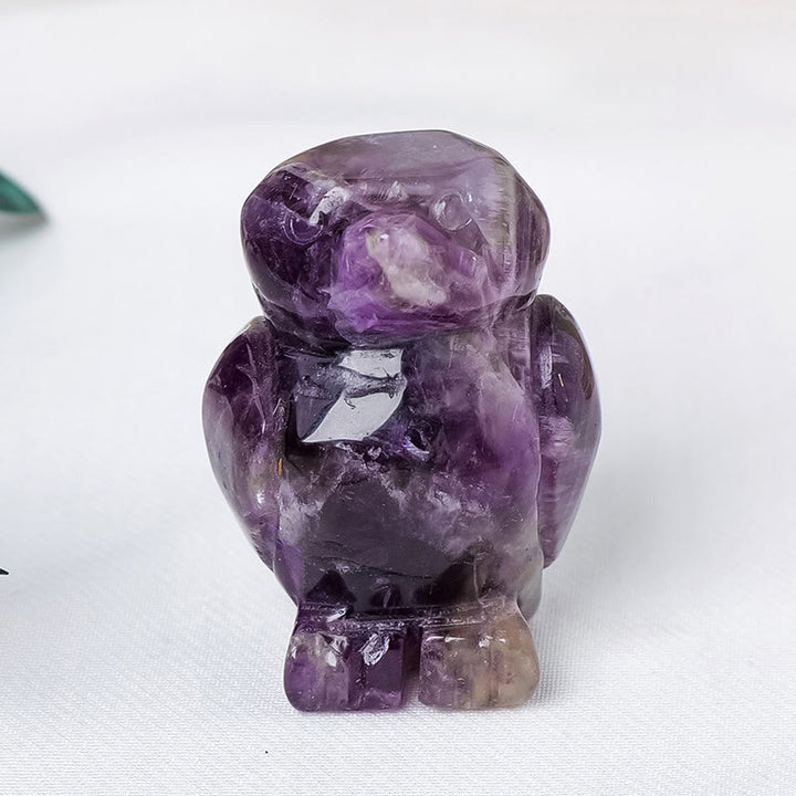 Olivenorma Decorazione ornamentale in pietra grezza incisa a forma di pinguino