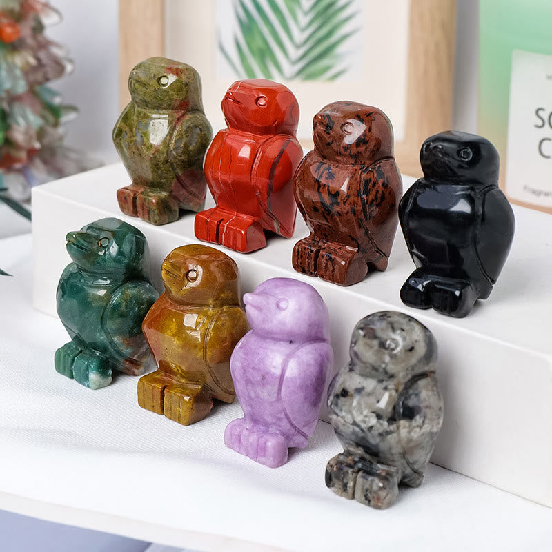 Olivenorma Decorazione ornamentale in pietra grezza incisa a forma di pinguino