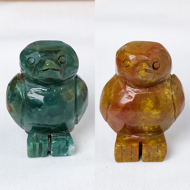 Olivenorma Decorazione ornamentale in pietra grezza incisa a forma di pinguino