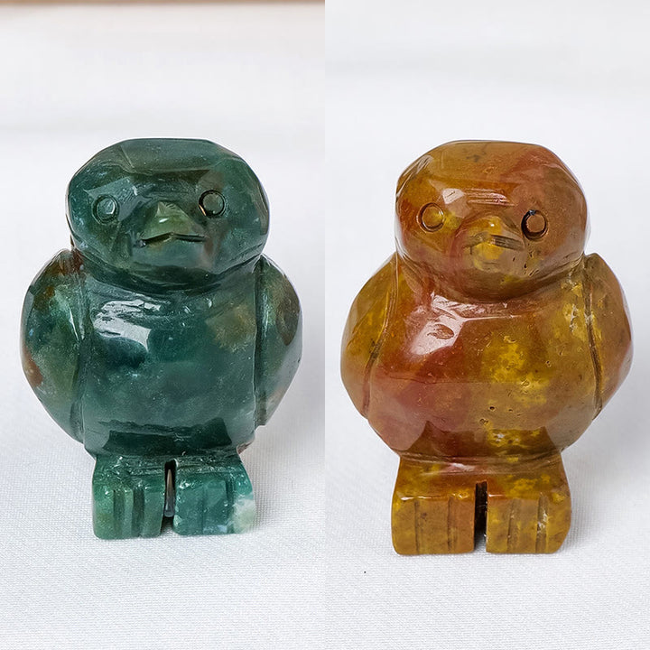 Olivenorma Decorazione ornamentale in pietra grezza incisa a forma di pinguino